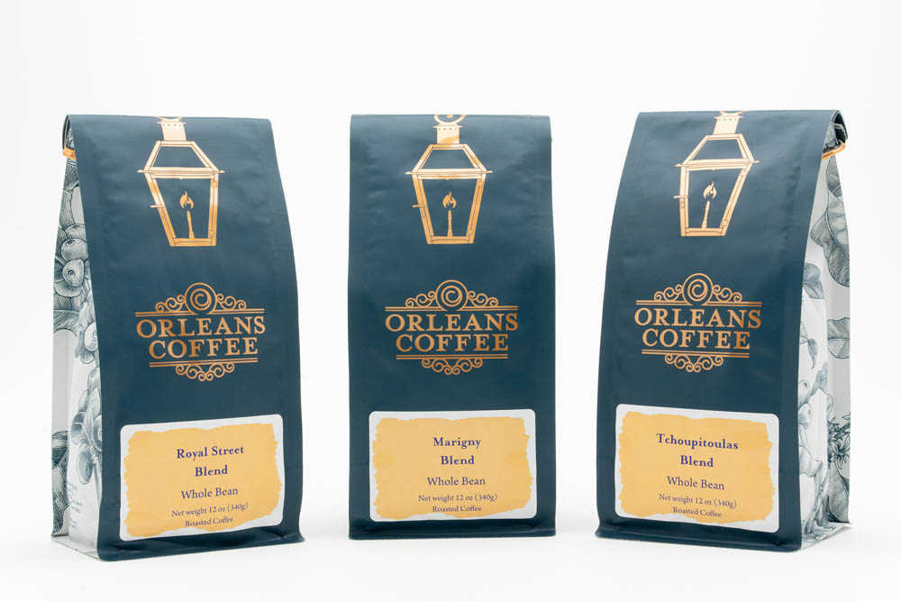 Three Orleans Coffee Bags different flavors